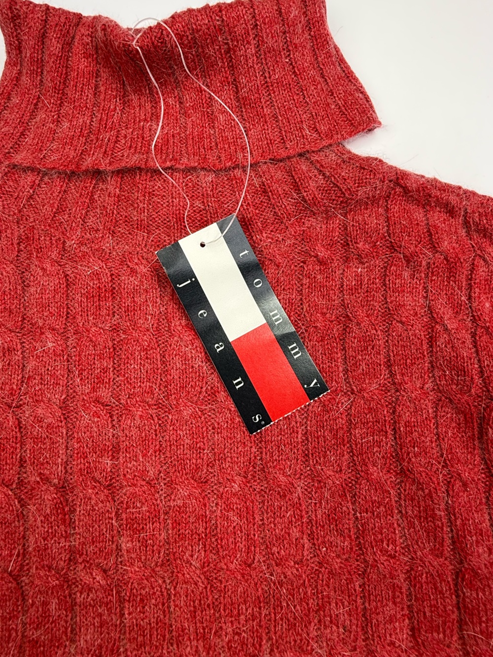 Vintage Y2K NWT Tommy Hilfiger Turtleneck Sweater Small Red Wool Long Sleeve - Picture 6 of 10